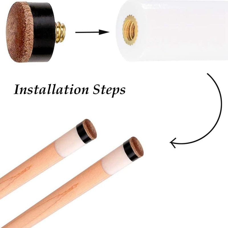 Laden Sie das Bild in Galerie -Viewer, 8-delige Biljartkeu Tip Set 12 mm – Leren Schroefpunten met Ferrules voor Pool &amp; Snooker - happygetfit.com

