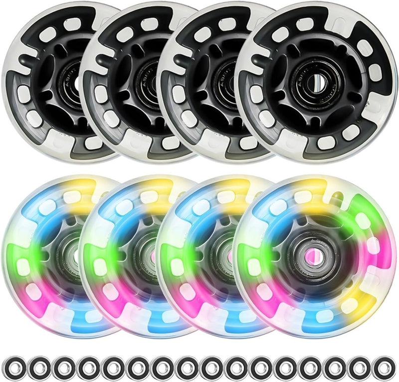 Laad afbeelding in Galerijviewer, 8 stuks inline skate rollen, 80 mm inline skate wielen met 8 stuks kogellagers, knipperende wielen, inline skate wielen, inline skate onderdelen, wielen voor inline skates - happygetfit.com
