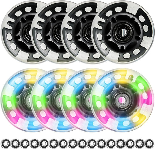8 stuks inline skate rollen, 80 mm inline skate wielen met 8 stuks kogellagers, knipperende wielen, inline skate wielen, inline skate onderdelen, wielen voor inline skates - happygetfit.com