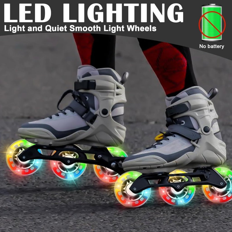 Laad afbeelding in Galerijviewer, 8 stuks inline skate rollen, 80 mm inline skate wielen met 8 stuks kogellagers, knipperende wielen, inline skate wielen, inline skate onderdelen, wielen voor inline skates - happygetfit.com

