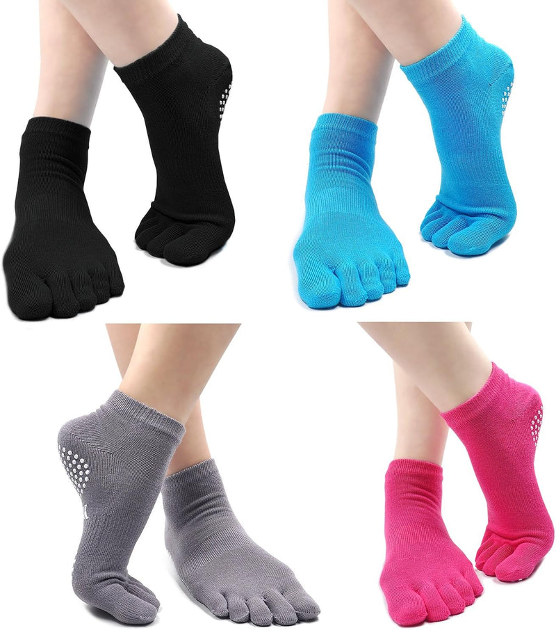 Load image into Gallery viewer, Dames Yoga Sokken Antislip Sportsokken Met Rubberen Zolen, Dames Teen Sokken Voor Pilates Yoga Dans Gym Vechtsporten, 4 paar
