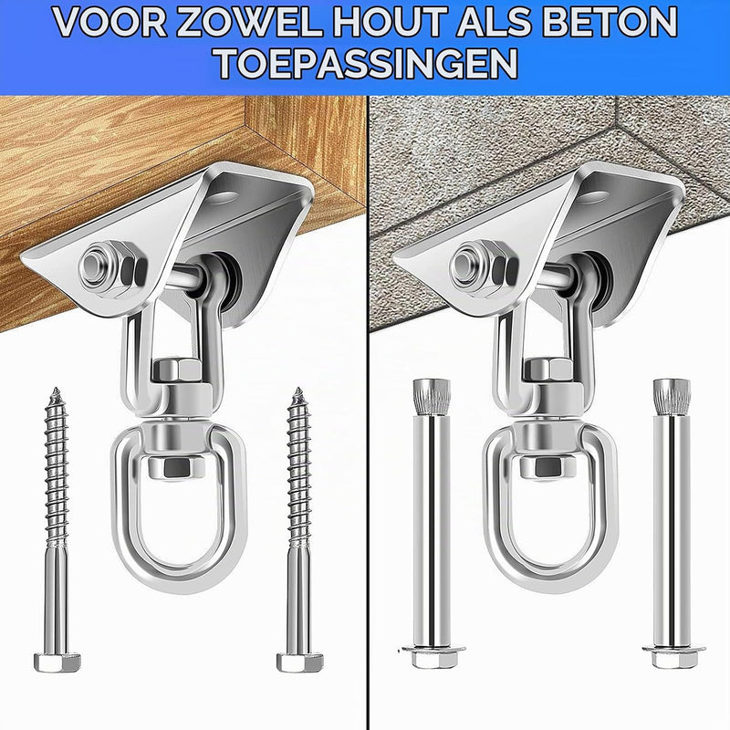 Chargez l'image dans la visionneuse de la galerie, Schommelhaken 2 stuks 360° draaibaar van roestvrij staal tot 400 kg – ophanghaken – schommel accessoires
