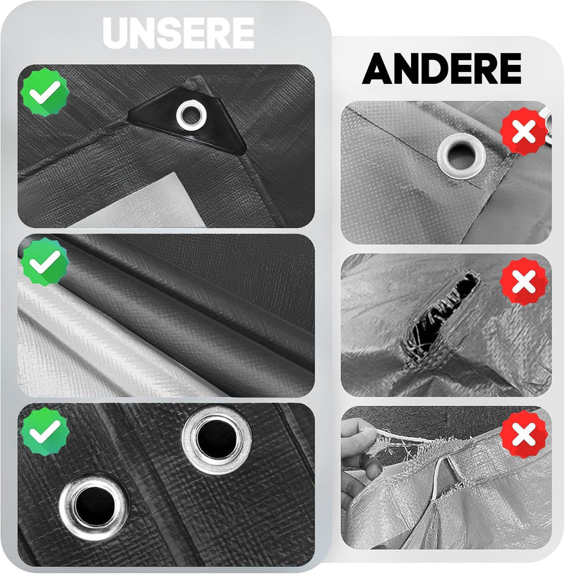 Laden Sie das Bild in Galerie -Viewer, Waterdicht afdekzeil 2 x 4 meter 260 g/m² met ogen zwart – PE dekzeil – beschermzeil
