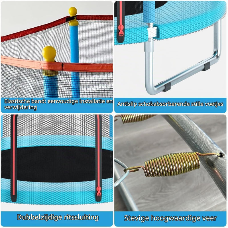 Chargez l'image dans la visionneuse de la galerie, Kindertrampoline 150 cm met veiligheidsnet en basketbalmand tot 200 kg – trampoline – indoor outdoor
