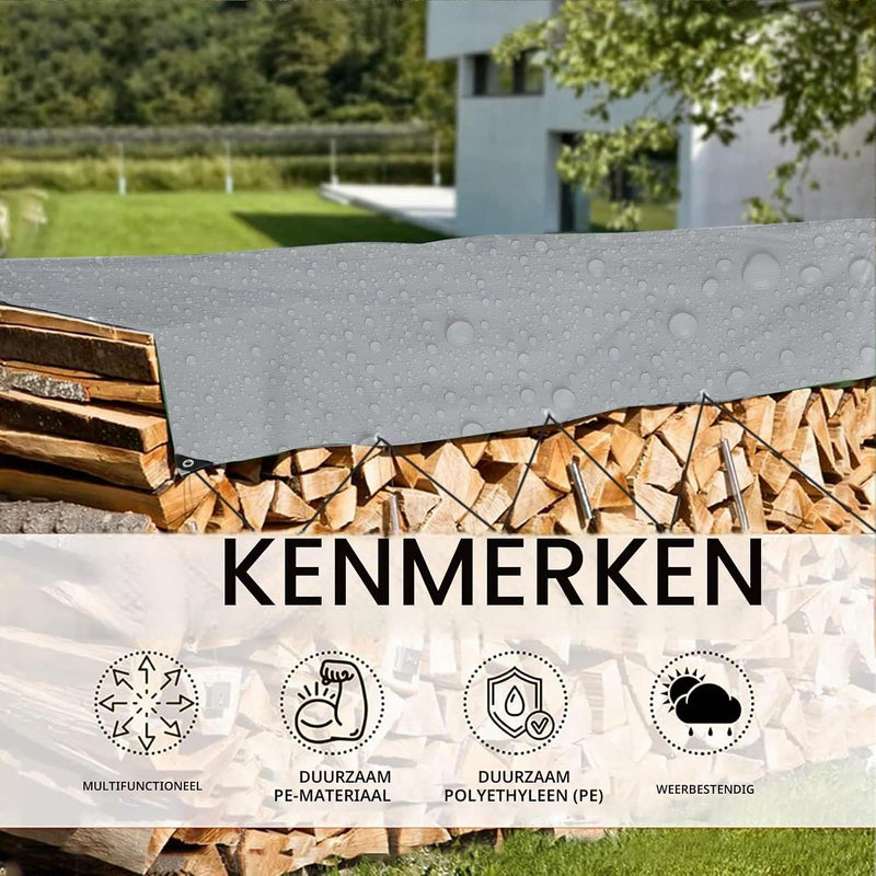 Laden Sie das Bild in Galerie -Viewer, Waterdicht afdekzeil 4 x 5 meter 180 g/m² met ogen groen-zilver – PE dekzeil – beschermzeil
