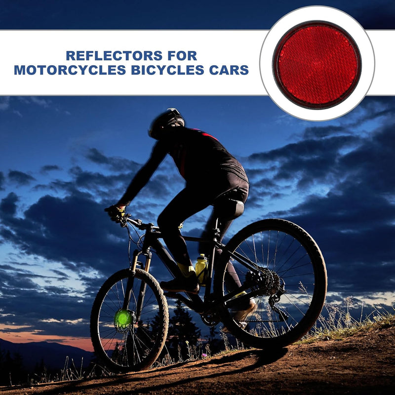 Chargez l'image dans la visionneuse de la galerie, Réflecteurs ronds, 2 pièces, 60 mm, rouges, avec fixation par vis M6 – réflecteurs de sécurité – accessoires pour vélo et moto
