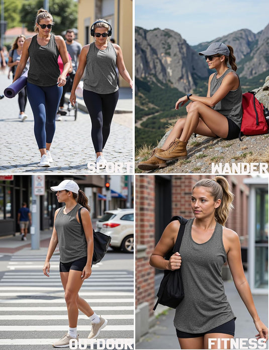 Dames sporttop mouwloos sneldrogend met open rug – fitness top – yoga shirt