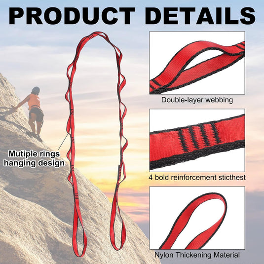 Sangles de suspension Daisy Chain 2 pièces 180 cm avec 12 boucles bleues – sangles en nylon réglables – accessoires de yoga aérien