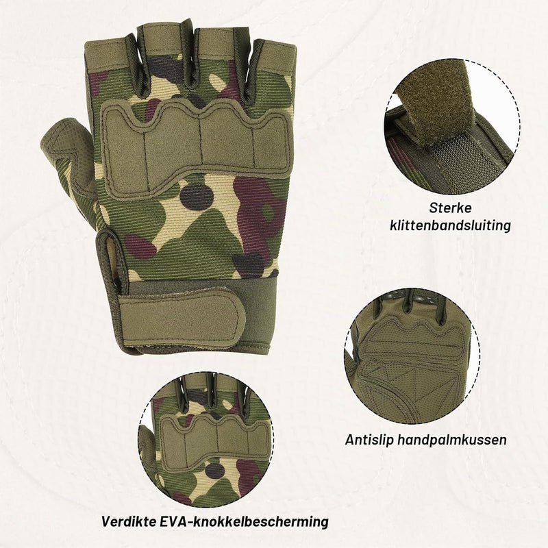 Load image into Gallery viewer, Vingerloze sporthandschoenen heren maat L camouflage – halve vingerhandschoenen – fiets klim accessoires

