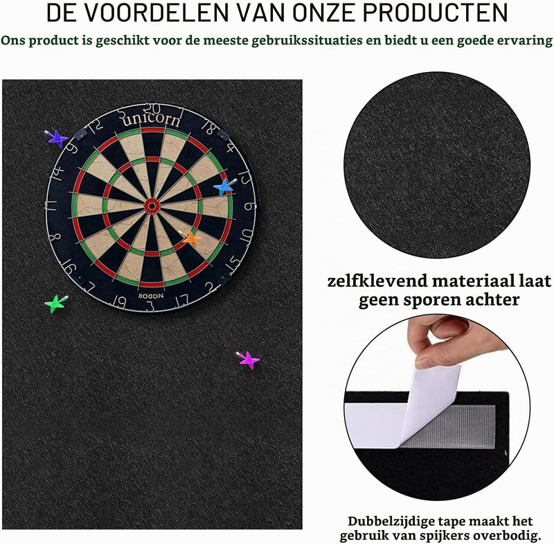 Charger l’image dans la visionneuse de galerie, Tapis de fléchettes autocollant de 60 x 90 cm en feutre polyester de 12 mm d’épaisseur pour protéger le mur derrière les cibles - revêtement mural pour fléchettes - accessoires de fléchettes
