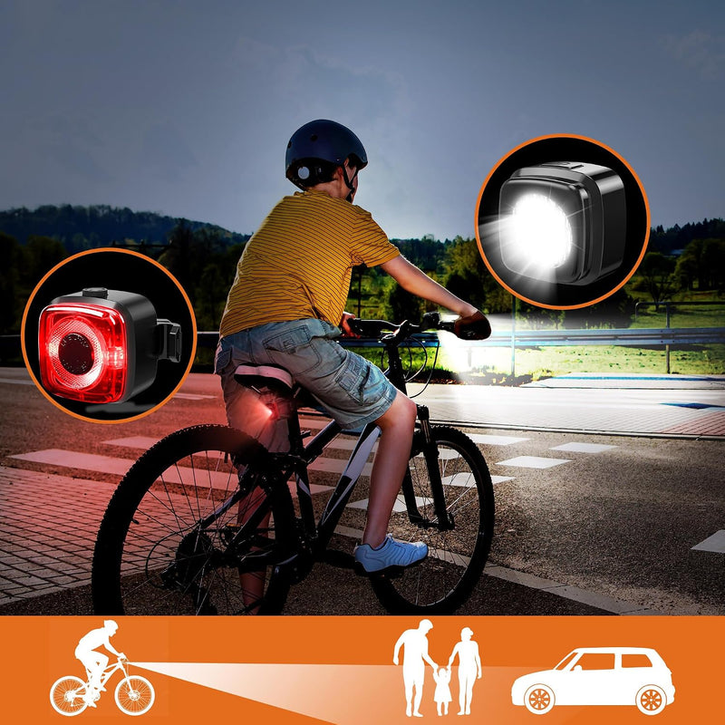 Load image into Gallery viewer, Oplaadbare fietsverlichting set USB-C IPX5 met voor- en achterlicht – fietslamp – LED fietslicht
