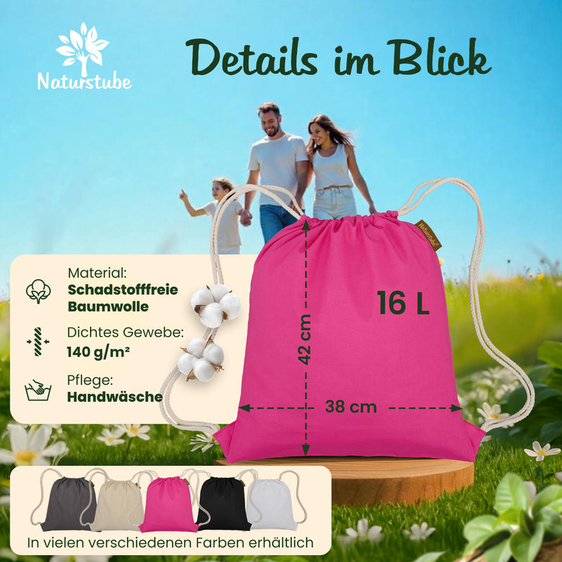 Load image into Gallery viewer, Katoenen gymtas naturel met trekkoord 140 g/m² – sporttas – rugzak
