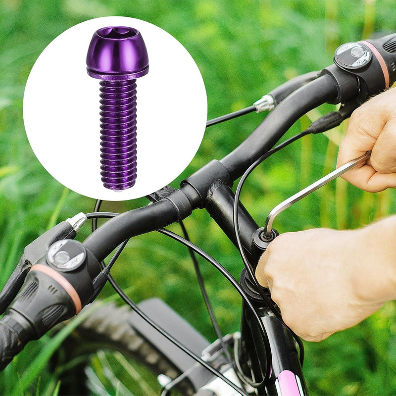 Load image into Gallery viewer, Fietsstuurpen bouten 6 stuks M6 x 20 mm paars met ringen en inbussleutel – fietsbouten – BMX MTB accessoires
