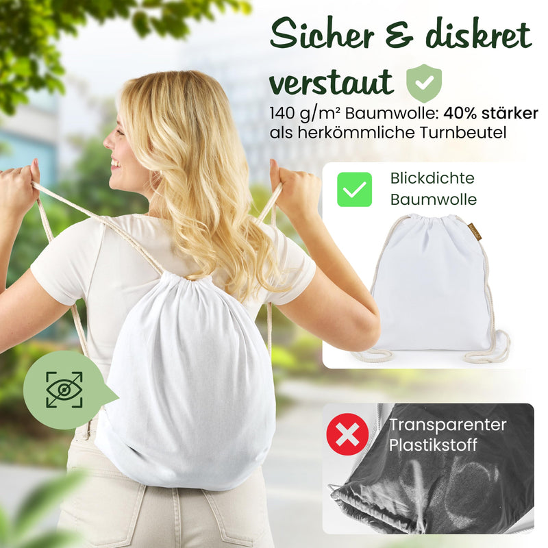 Load image into Gallery viewer, Katoenen gymtas naturel met trekkoord 140 g/m² – sporttas – rugzak
