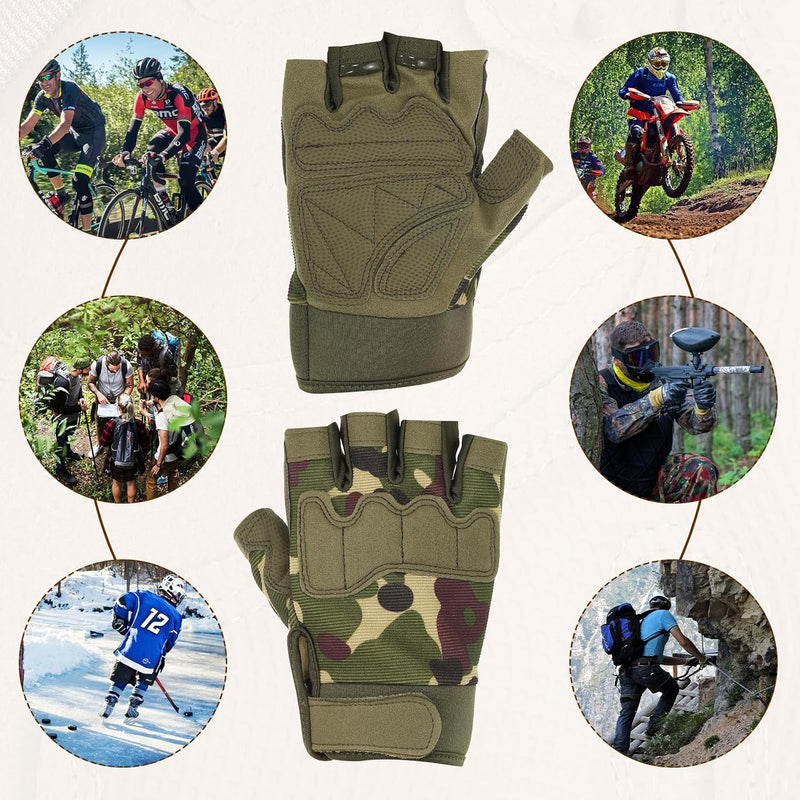 Load image into Gallery viewer, Vingerloze sporthandschoenen heren maat L camouflage – halve vingerhandschoenen – fiets klim accessoires
