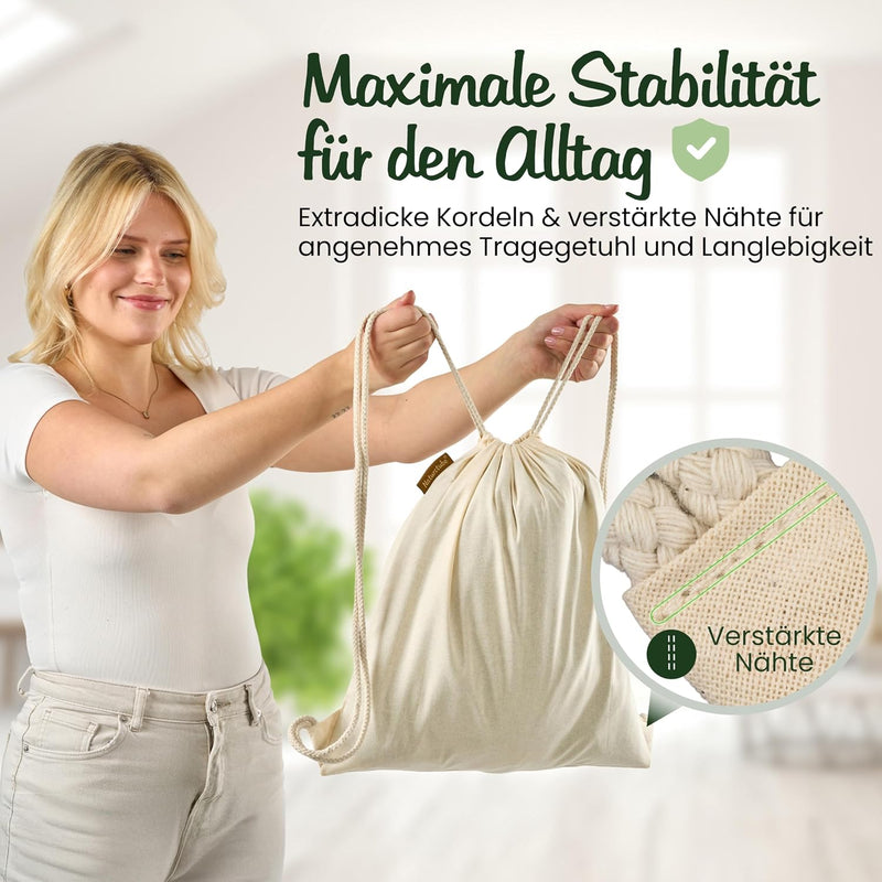 Load image into Gallery viewer, Katoenen gymtas naturel met trekkoord 140 g/m² – sporttas – rugzak
