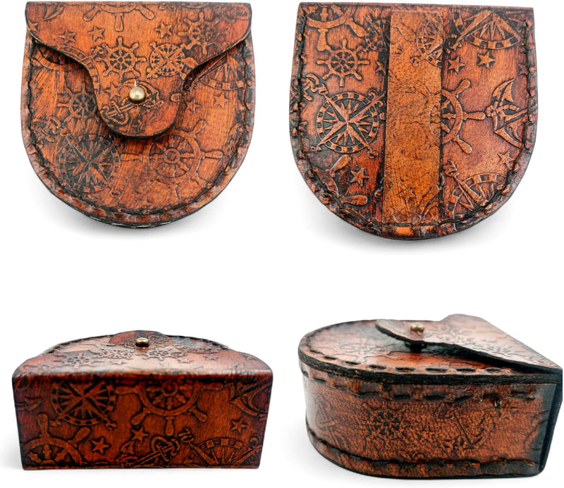 Load image into Gallery viewer, Messing Pocket Kompas Handgemaakte Volledig Functionele Antieke Nautisch Steampunk Kompas, Graveerbaar Met Lederen Case.
