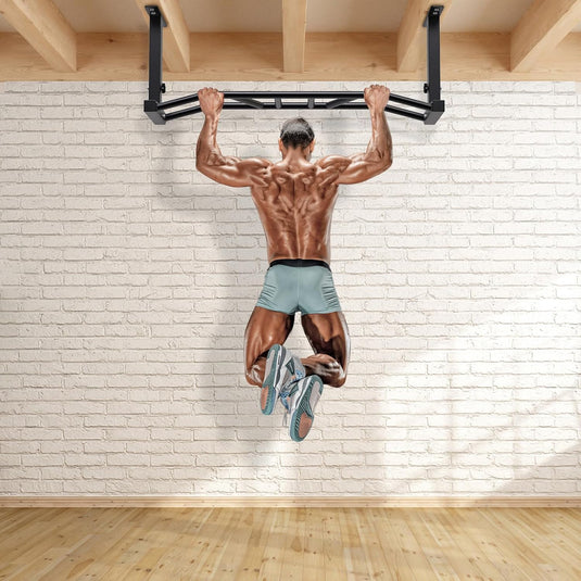 Ceiling-mounted pull-up bar with pulley system and multiple grip positions – pull-up bar – cable trainer