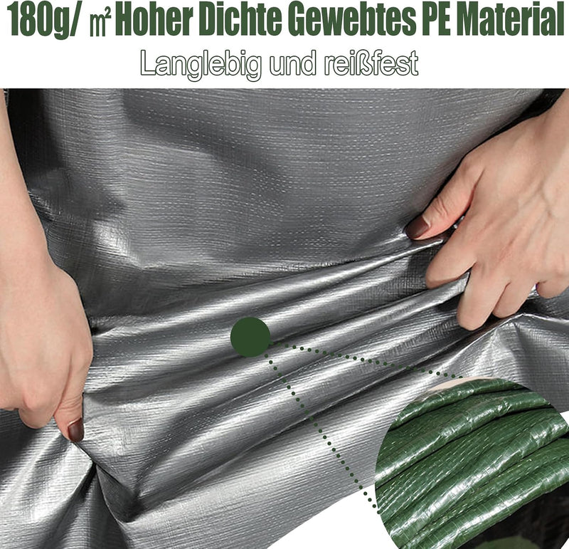 Laden Sie das Bild in Galerie -Viewer, Waterdicht afdekzeil 4 x 5 meter 180 g/m² met ogen groen-zilver – PE dekzeil – beschermzeil
