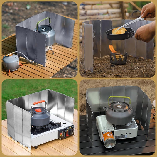10 Stuks Aluminium Camping Fornuis Windscherm, Camping Kachel Voorrui, Draagbare Camping Kachel Voorruit, voor Kamperen Buitenkachel, Picknick, Kamperen