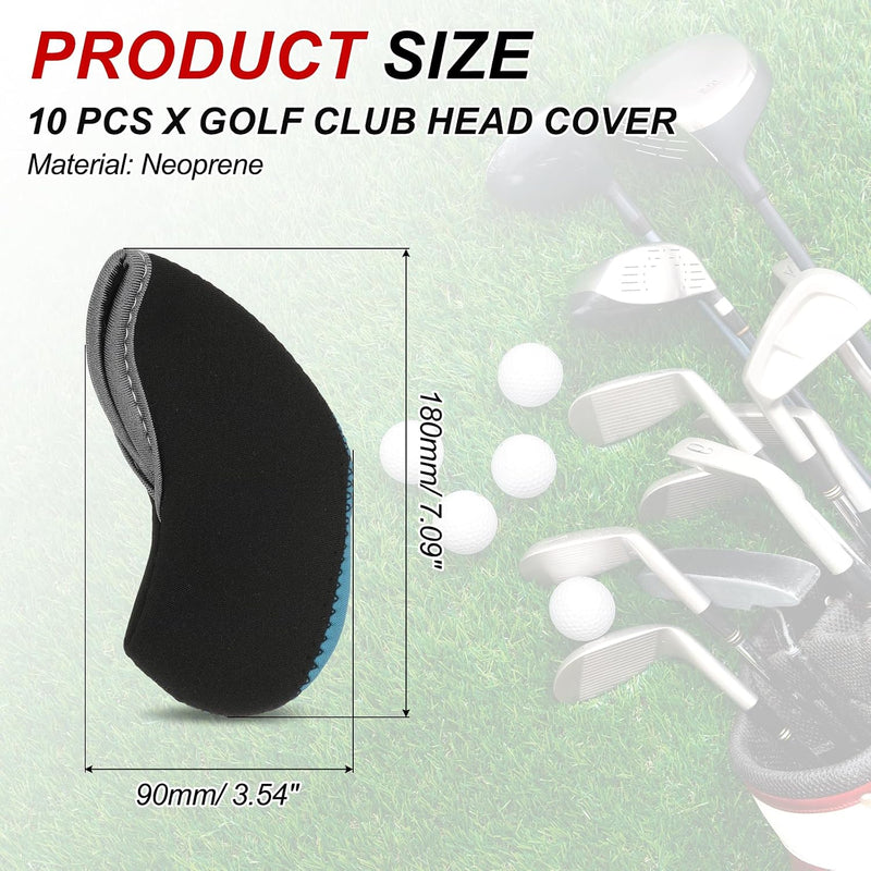 Laad afbeelding in Galerijviewer, Golfclub ijzerhoezen 10 stuks van neopreen lichtblauw – genummerde headcovers – golf accessoires
