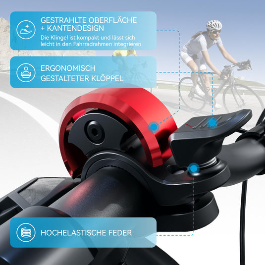 Fietsklingel voor stuur 19-25,4 mm luid en waterbestendig blauw – fietsbel – fietsklingel