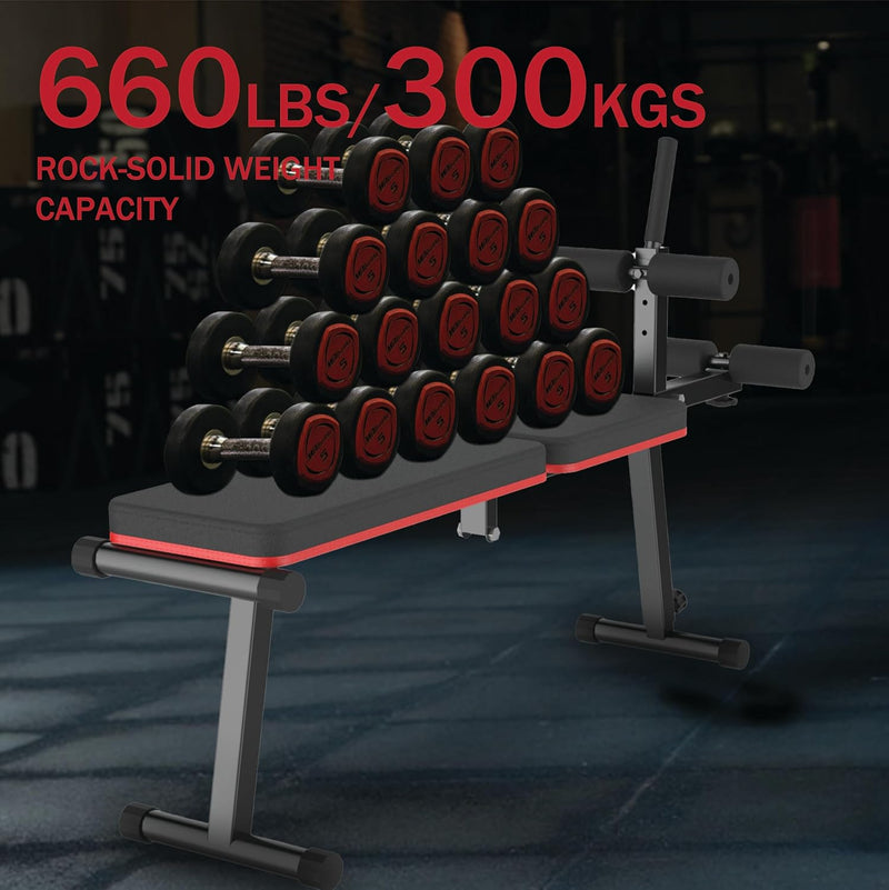 Chargez l'image dans la visionneuse de la galerie, Opvouwbare fitnessbank verstelbaar vlak en decline tot 300 kg – halterbank – trainingsbank

