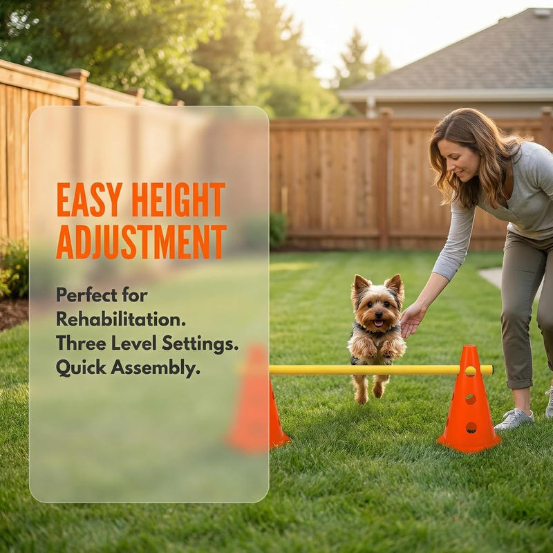 Chargez l'image dans la visionneuse de la galerie, Agility hindernisset met 10 kegels en 5 verstelbare stangen oranje – hondentraining – sporthorden
