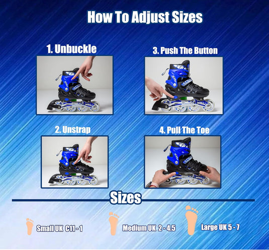 Adjustuble Rolschaatsen met oplichtende wielen voor kinderen en volwassenen - Kids Inline Roller laarzen met opbergtas voor peuters, rolschaatsen voor meisjes, jongens, professionals en