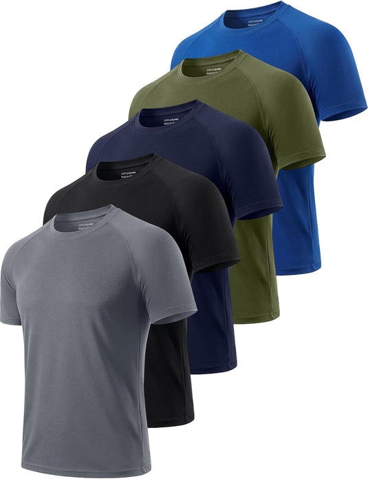 Heren sportshirts 3 of 5 stuks sneldrogend en ademend – fitness shirt – hardloopshirt