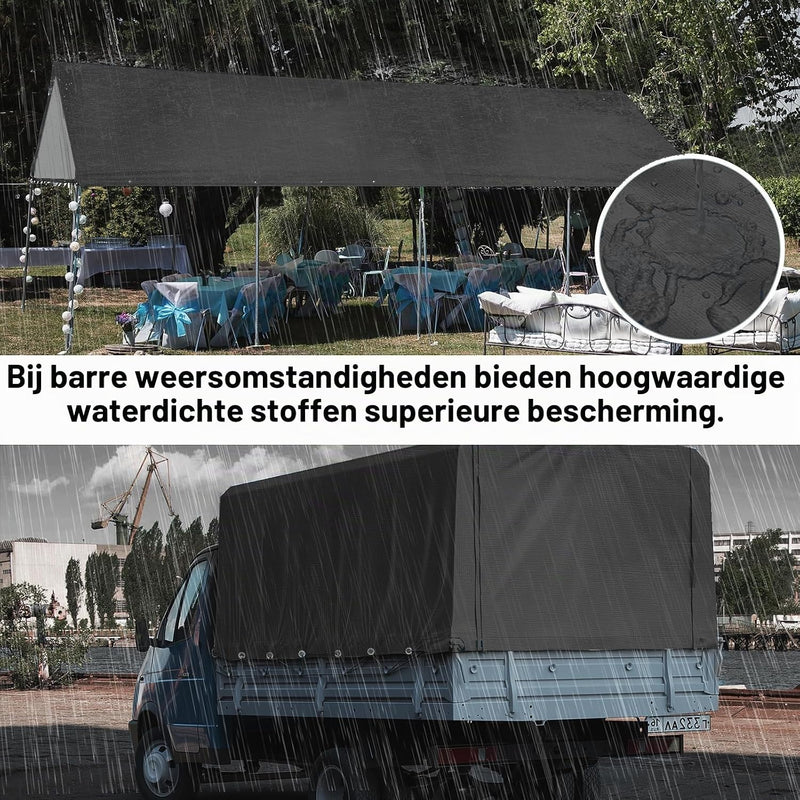 Laden Sie das Bild in Galerie -Viewer, Waterdicht afdekzeil 2 x 4 meter 260 g/m² met ogen zwart – PE dekzeil – beschermzeil
