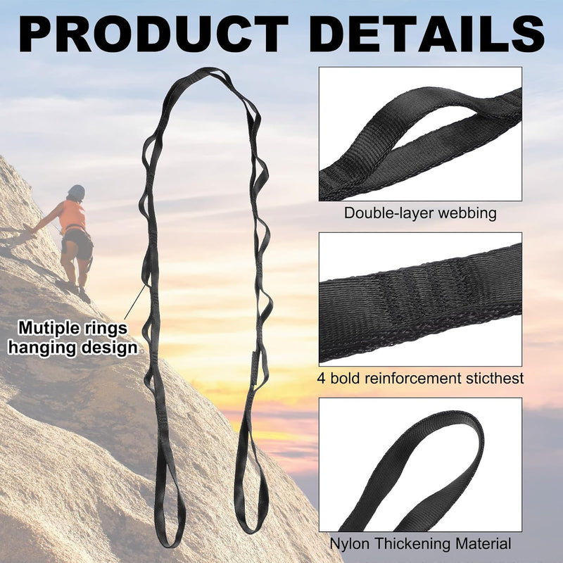 Chargez l'image dans la visionneuse de la galerie, Sangles de suspension Daisy Chain 2 pièces 180 cm avec 12 boucles bleues – sangles en nylon réglables – accessoires de yoga aérien
