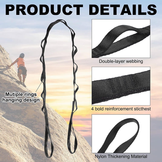 Sangles de suspension Daisy Chain 2 pièces 180 cm avec 12 boucles bleues – sangles en nylon réglables – accessoires de yoga aérien