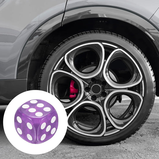 Ventieldoppen 8 stuks dobbelsteen design 14 x 14 mm paars – kunststof bandendoppen – fiets auto accessoires