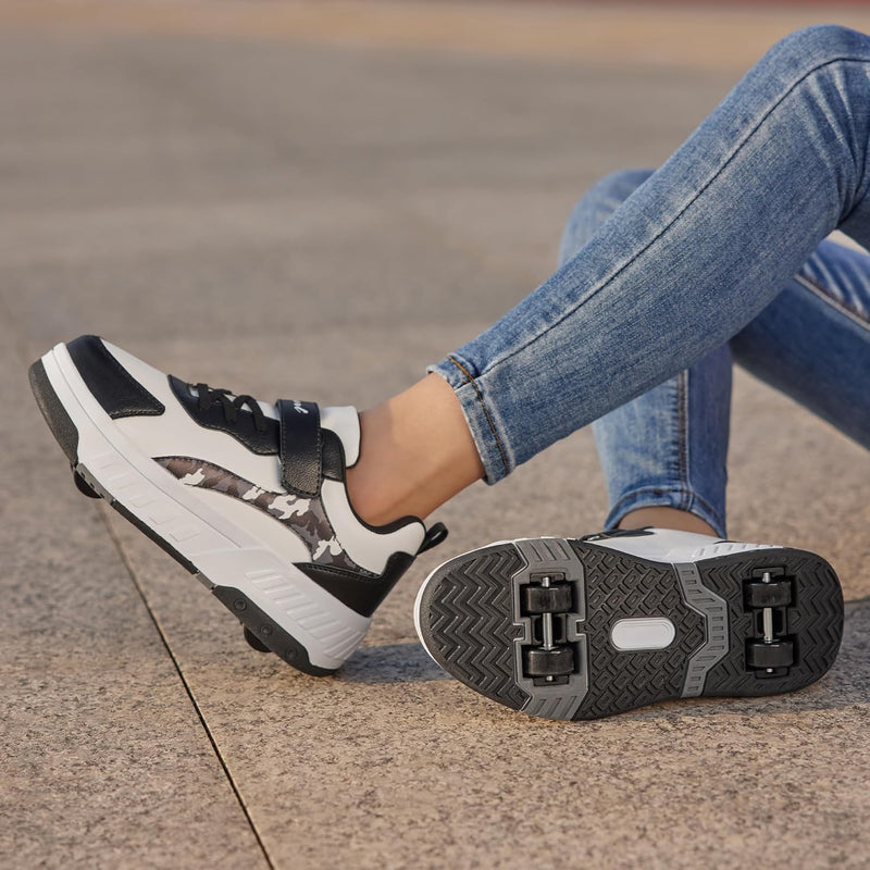 Load image into Gallery viewer, Schoenen met wieltjes, voor jongens en meisjes, kinderrolschaatsen, 2-in-1 rolschaatsen, gymschoenen, skateboardschoenen
