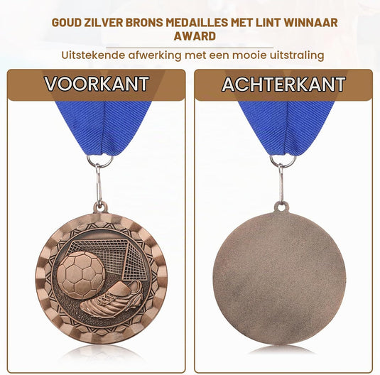 Voetbal medaille met neklint van zinklegering – sportmedaille – prijs en trofee