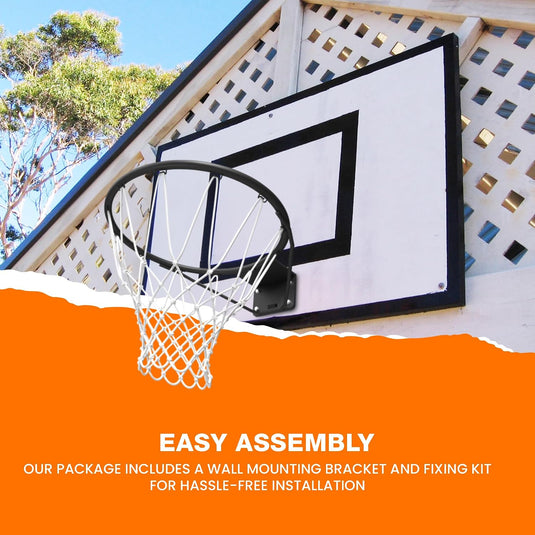 Bee-Ball Basketball Rim - 18 Inch - Basketball Replacement Rim Net for Outdoor and Indoor Basketball Hoop - Adjustable-Height and Fixed Basketball Hoop for All