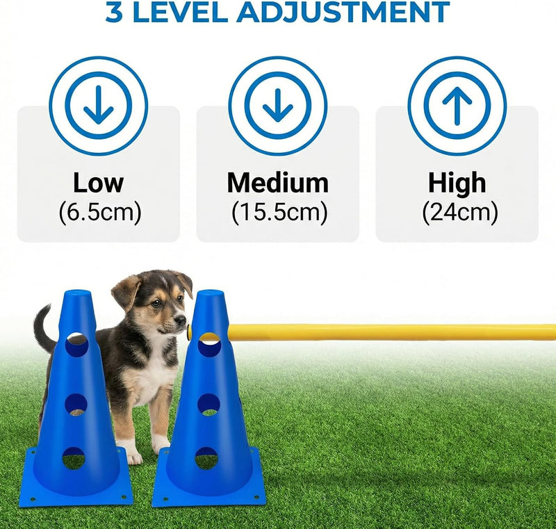 Chargez l'image dans la visionneuse de la galerie, Agility hindernisset met 10 kegels en 5 verstelbare stangen oranje – hondentraining – sporthorden
