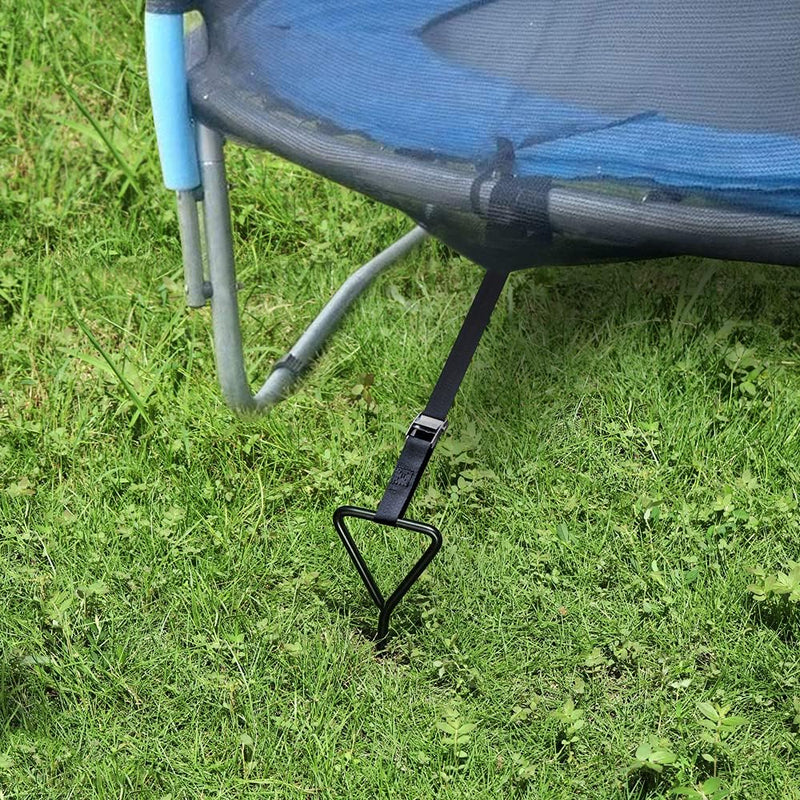 Laden Sie das Bild in Galerie -Viewer, Grondankers 4 stuks 40,5 cm met spanbanden – trampoline ankers – stormbeveiliging
