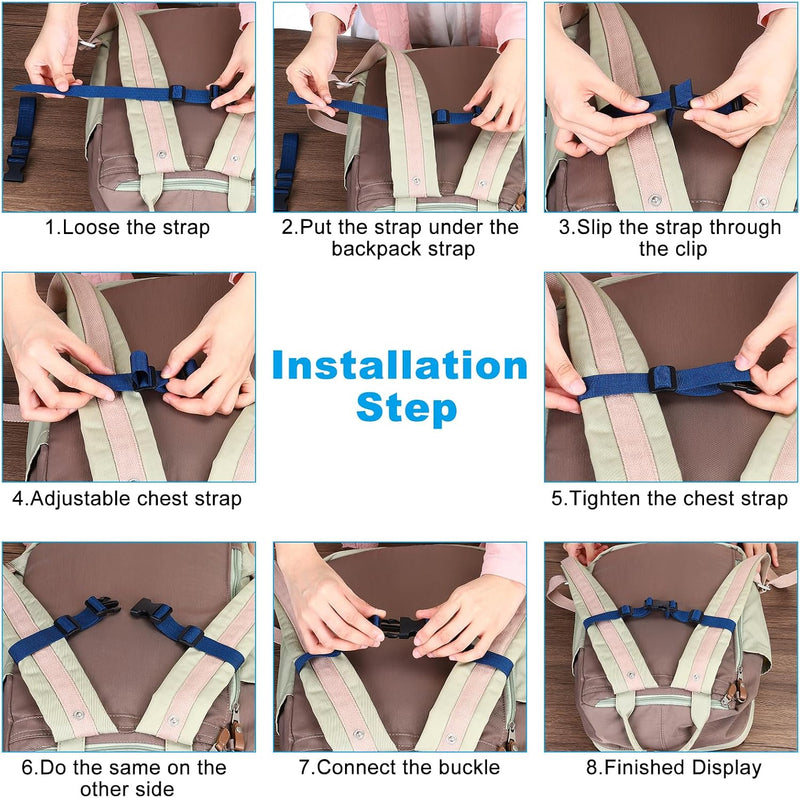 Load image into Gallery viewer, Verstelbare rugzak borstband set met snelgesp en veiligheidskoord – borstriem – outdoor accessoires
