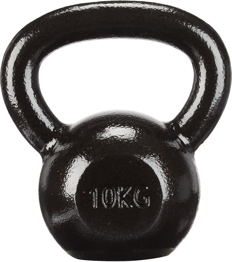 Laad afbeelding in Galerijviewer, De 💪 Bouw kracht en uit duurzaamheid kettlebell is een zwarte kettlebell van 10kg met een glanzend oppervlak, perfect voor krachttraining thuis. Hij heeft een afgeronde body en stevig handvat, ideaal voor effectieve trainingen thuis.
