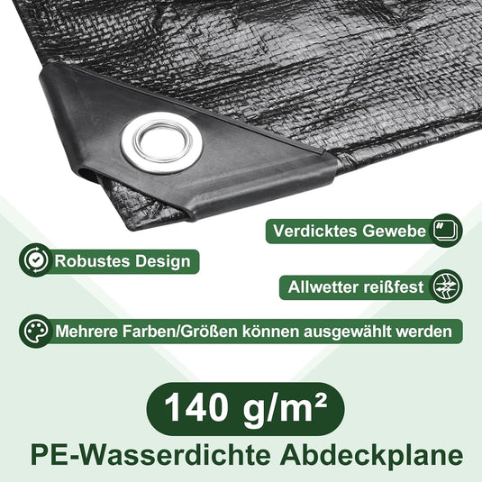 Waterdicht afdekzeil 2 x 6 meter 120 g/m² met ogen – PE dekzeil – beschermzeil