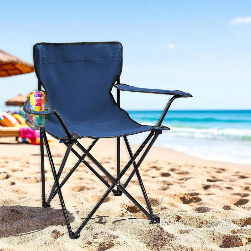 Chargez l'image dans la visionneuse de la galerie, Campingstoelen Opvouwbaar 2 Stuks met Bekerhouder tot 100 kg – Vouwstoel – Kampeerstoel

