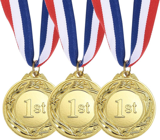 Medaglie d'oro 3 pezzi 6,5 cm per il 1º posto con nastro da collo – medaglie sportive – premi e trofei