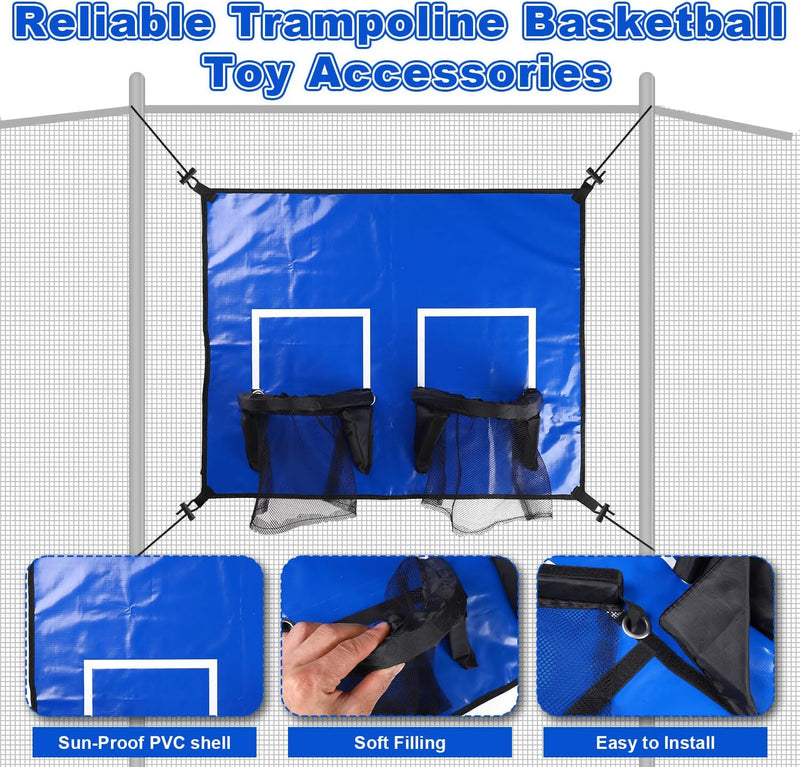 Laden Sie das Bild in Galerie -Viewer, Trampoline basketbalring met dubbele mand en 4 miniballen – basketbalset – trampoline accessoires
