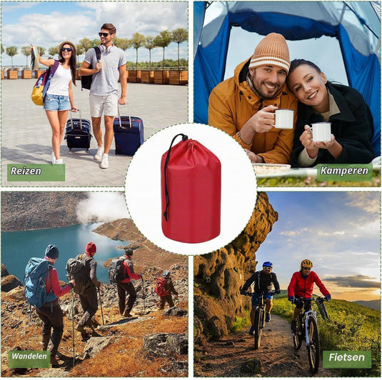 Waterdichte opbergzakken 2 stuks 13 x 25 cm met trekkoord donkergrijs – stuff sacks – camping accessoires