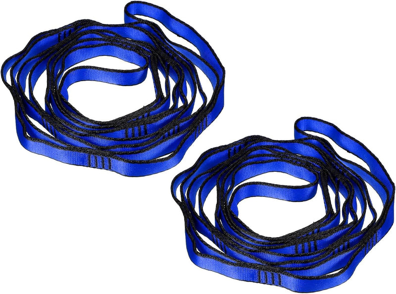 Chargez l'image dans la visionneuse de la galerie, Sangles de suspension Daisy Chain 2 pièces 180 cm avec 12 boucles bleues – sangles en nylon réglables – accessoires de yoga aérien
