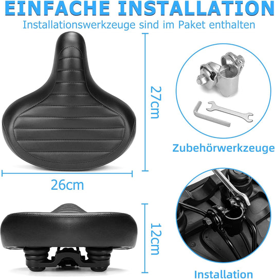 Breed comfortabel fietszadel bruin met dubbele vering