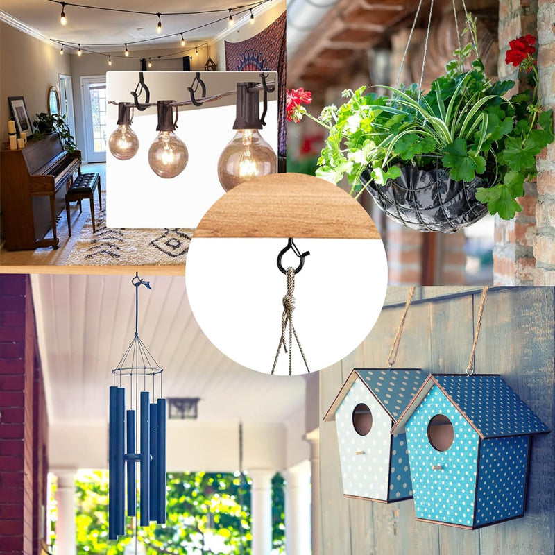 Chargez l'image dans la visionneuse de la galerie, 30 stuks schroefhaken, plafondhaken met veiligheidsgesp, metalen haken voor het ophangen van planten, vogelhuisjes, windgong, bevestiging van kerstverlichting buiten (Goud)
