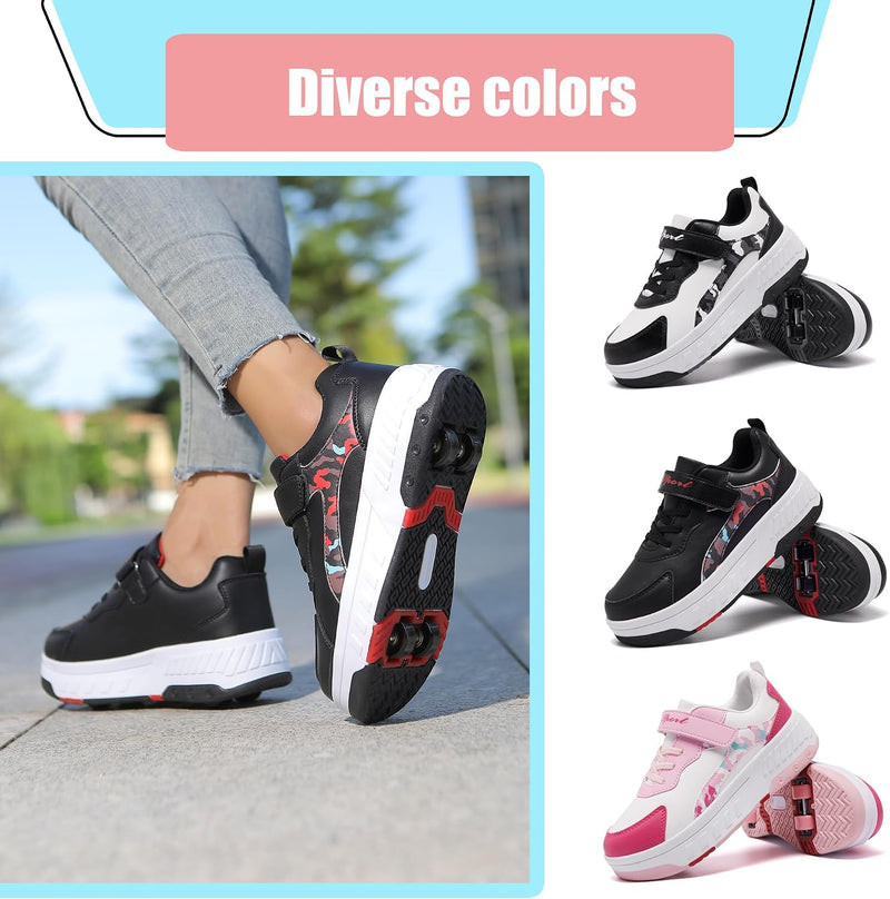 Load image into Gallery viewer, Schoenen met wieltjes, voor jongens en meisjes, kinderrolschaatsen, 2-in-1 rolschaatsen, gymschoenen, skateboardschoenen
